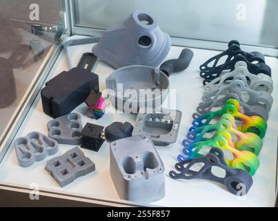Multiple Part 3d Object Complex multi-part models printed on 3D printer from grey polyamide ...
