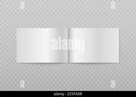 Blank open horizontal brochure. White booklet or magazine pages 3d vector isolated mockup. Page sheet booklet, leaflet catalog, notepad and journal illustration. Blank open horizontal brochure. White booklet or magazine pages 3d vector isolated mockup Stock Vector