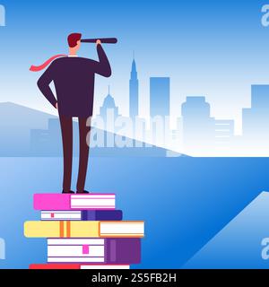 Self education open new horizons vector illustration. Tutorial teaching and development learn. Self education open new horizons vector illustration Stock Vector