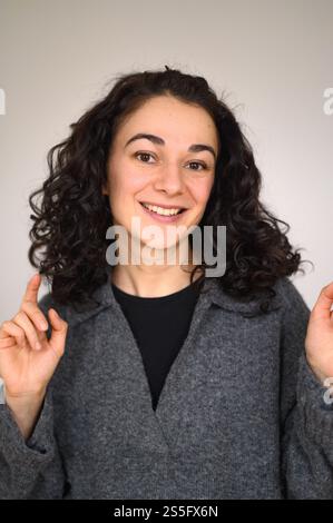 An isolated woman's portrait smiling Stock Photo