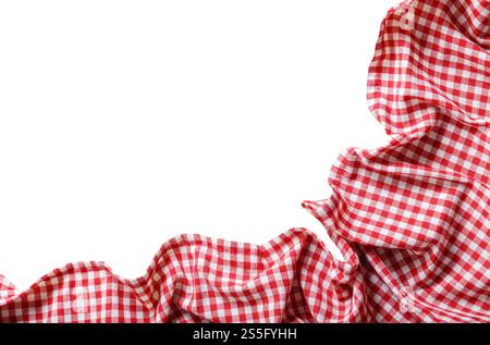 red checkered tablecloth isolated on white background, top view Stock Photo
