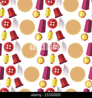 Craft tools and handmade instruments, hobby items vector. Seamless pattern with sewing machine, needles and threads in ball. Knitting and tailoring, painting with brushes and making origami pieces. Craft tools and handmade instruments, hobby items vector. Stock Vector