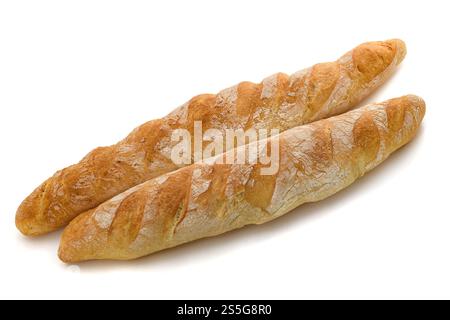 Two baguettes isolated on white Stock Photo