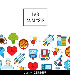 Vector colored diabetes icons background with place for text illustration. Vector colored diabetes icons with place for text Stock Vector