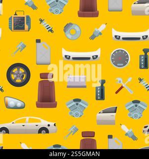 Vector car parts pattern or background illustration. Wallpaper with colored elements for car. Vector car parts pattern or background illustration Stock Vector