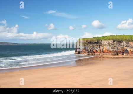 Scenic view of  Ballybunion Beach and cliffs in County Kerry, Ireland. One of the discovery points on Wild Atlantic Way. Stock Photo