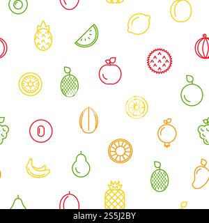 A set of colored linear icons of Fruits and berries. Design elements in ...
