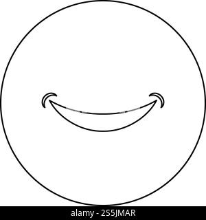 Smile Smlie doodle icon in circle round outline black color vector ...