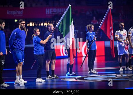 Flag during IHF Men's Handball World Championship Denmark vs Italy, Handball match in