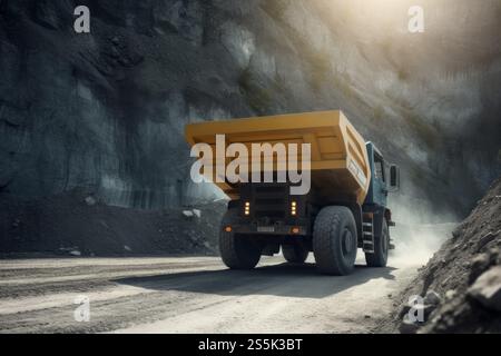 Dumper truck in career. Big coal. Generate Ai Stock Photo