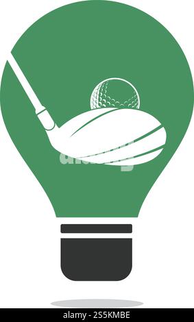 Golf club bulb shape logo design. Golf club inspiration logo design. Creative golf ideas sign. Stock Vector