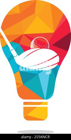 Golf club bulb shape logo design. Golf club inspiration logo design. Creative golf ideas sign. Stock Vector