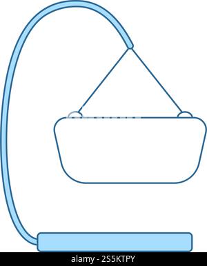 Baby Hanged Cradle Icon. Thin Line With Blue Fill Design. Vector Illustration. Stock Vector
