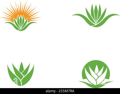 Aloe vera logo vector ilustration template Stock Vector