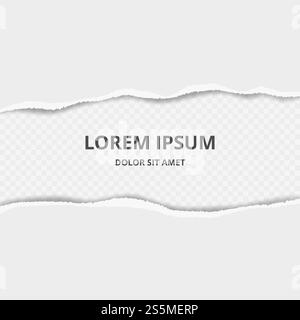 Ripped paper background. Decorative design with broken paper edges with rips vector template. Poster with ripped rough paper illustration. Ripped paper background. Decorative design with broken paper edges with rips vector template Stock Vector