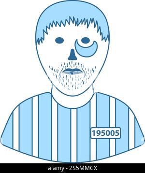Prisoner Icon. Thin Line With Blue Fill Design. Vector Illustration. Stock Vector