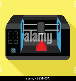 3d printer icon. Flat illustration of 3d printer vector icon for web design. 3d printer icon, flat style Stock Vector