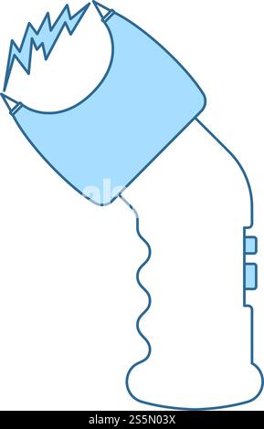 Police Stun Gun Icon. Thin Line With Blue Fill Design. Vector Illustration. Stock Vector