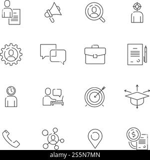 Head hunting icon. Professional top manager work employment job personal ce vector thin line symbols. Illustration of professional headhunting to job. Head hunting icon. Professional top manager work employment job personal ce vector thin line symbols Stock Vector