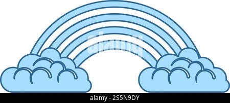 Rainbow Icon. Thin Line With Blue Fill Design. Vector Illustration. Stock Vector