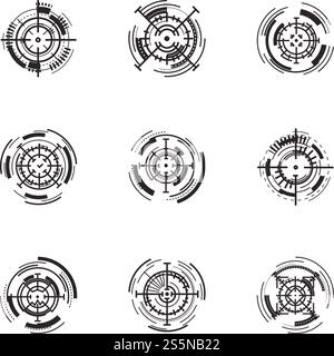 Modern target aim icon set. Simple set of 9 modern target aim vector icons for web design isolated on white background. Modern target aim icon set, simple style Stock Vector