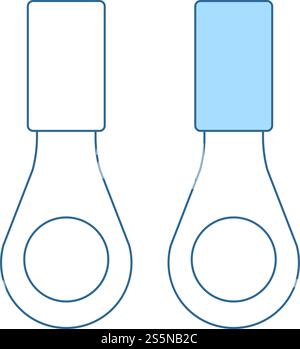Connection Terminal Ring Icon. Thin Line With Blue Fill Design. Vector Illustration. Stock Vector