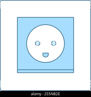 Austria Electrical Socket Icon. Thin Line With Blue Fill Design. Vector Illustration. Stock Vector
