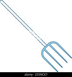 Pitchfork Icon. Thin Line With Blue Fill Design. Vector Illustration. Stock Vector