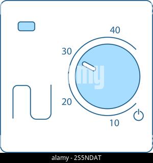 Warm Floor Wall Unit Icon. Thin Line With Blue Fill Design. Vector Illustration. Stock Vector