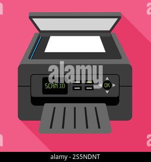 Scan printer icon. Flat illustration of scan printer vector icon for web design. Scan printer icon, flat style Stock Vector
