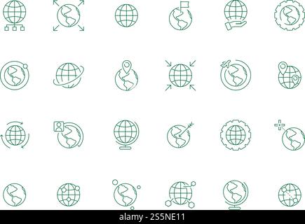 World globe icon. Earth map ways direction navigations markers and flags international vector symbols. Illustration of globe navigation, position location. World globe icon. Earth map ways direction navigations markers and flags international vector symbols Stock Vector