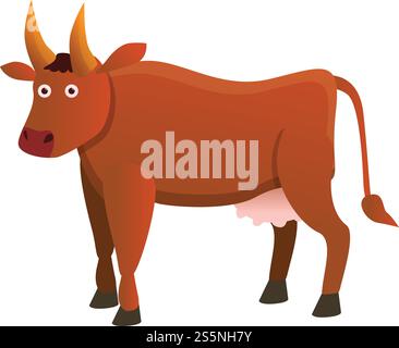 Brown bull icon. Cartoon of brown bull vector icon for web design isolated on white background. Brown bull icon, cartoon style Stock Vector