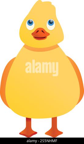 Yellow fat duck icon. Cartoon of yellow fat duck vector icon for web design isolated on white background. Yellow fat duck icon, cartoon style Stock Vector