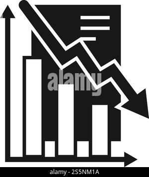 The graph down icon. Chart below and loss, reduction symbol. Flat ...