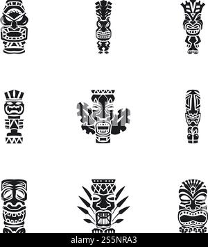 Aztec idol icon set. Simple set of 9 aztec idol vector icons for web design isolated on white background. Aztec idol icon set, simple style Stock Vector
