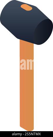 Hammer icon. Isometric of hammer vector icon for web design isolated on white background. Hammer icon, isometric style Stock Vector