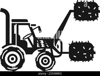 Lift farm tractor icon. Simple illustration of lift farm tractor vector icon for web design isolated on white background. Lift farm tractor icon, simple style Stock Vector