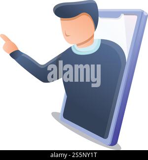 Web smartphone lesson icon. Cartoon of web smartphone lesson vector icon for web design isolated on white background. Web smartphone lesson icon, cartoon style Stock Vector