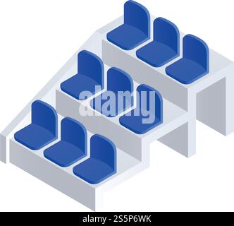 Pool bench icon. Isometric of pool bench vector icon for web design isolated on white background. Pool bench icon, isometric style Stock Vector
