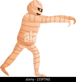 Mummy walking icon. Cartoon of mummy walking vector icon for web design isolated on white background. Mummy walking icon, cartoon style Stock Vector