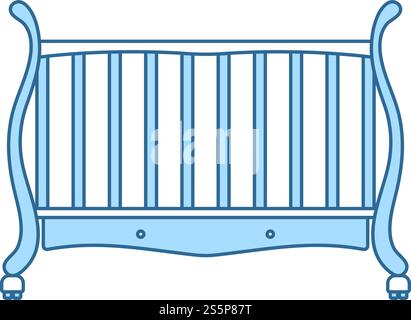 Crib With Canopy Icon. Thin Line With Blue Fill Design. Vector Illustration. Stock Vector