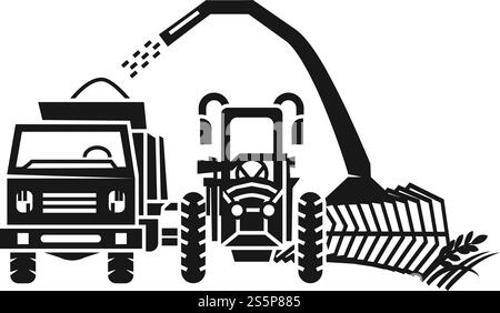 Tractor harvester equipment icon. Simple illustration of tractor harvester equipment vector icon for web design isolated on white background. Tractor harvester equipment icon, simple style Stock Vector