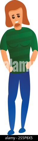 Long hair gay icon. Cartoon of long hair gay vector icon for web design isolated on white background. Long hair gay icon, cartoon style Stock Vector