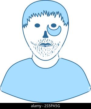 Criminal Man Icon. Thin Line With Blue Fill Design. Vector Illustration. Stock Vector