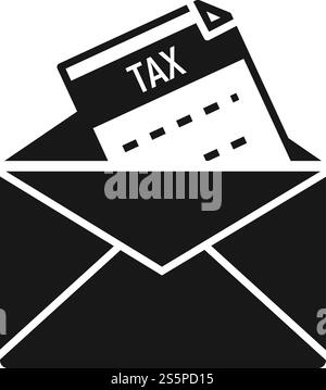 Tax mail icon. Simple illustration of tax mail vector icon for web design isolated on white background. Tax mail icon, simple style Stock Vector