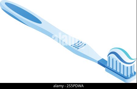 Tooth brush icon. Isometric of tooth brush vector icon for web design isolated on white background. Tooth brush icon, isometric style Stock Vector