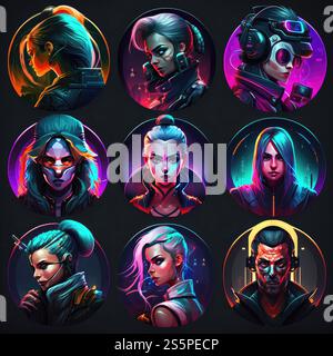 tech cyberpunk character avatar ai generated. poster geometric, digital ...