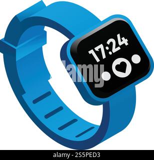 Heart rate fitness tracker icon. Isometric of heart rate fitness tracker vector icon for web design isolated on white background. Heart rate fitness tracker icon, isometric style Stock Vector