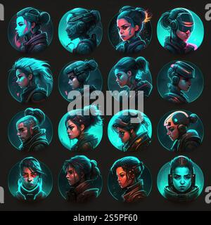 tech cyberpunk character avatar ai generated. poster geometric, digital ...