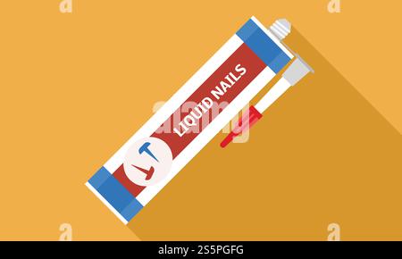 Liquid nails icon. Flat illustration of liquid nails vector icon for web design. Liquid nails icon, flat style Stock Vector
